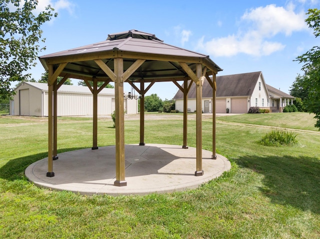 9050 Hartley Rd, Hallsville, MO 65255 - view of green lawn with a gazebo and a patio