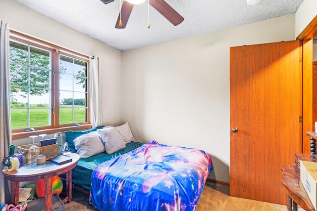 7275 N Route E, Columbia, MO 65202 - bedroom featuring a textured ceiling and ceiling fan