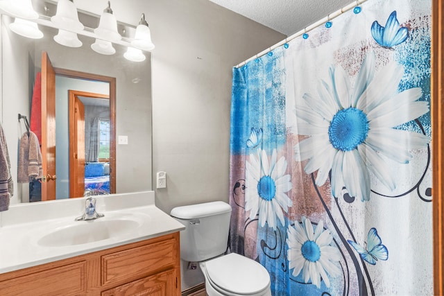 7275 N Route E, Columbia, MO 65202 - full bathroom with vanity, curtained shower, and a textured ceiling