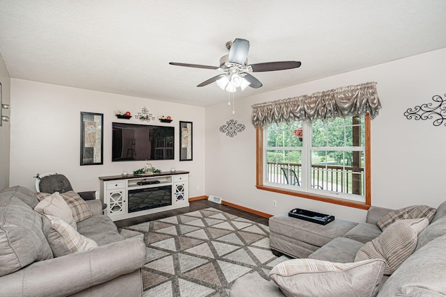 11100 E J B Ln, Hallsville, MO 65255 - living room with wood finished floors and a ceiling fan