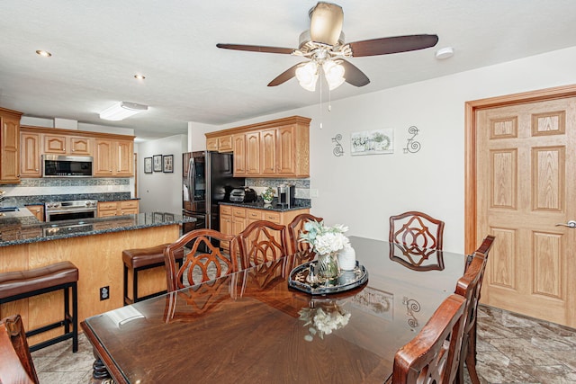 11100 E J B Ln, Hallsville, MO 65255 - dining area with a ceiling fan