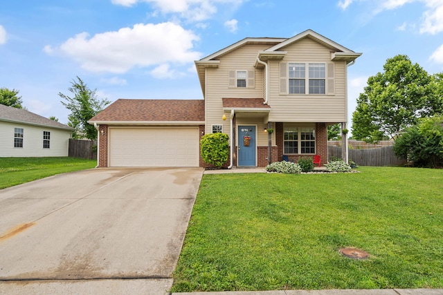 5010 Aspen Ridge Dr, Columbia, MO 65202 - view of front of home with brick siding, a garage, driveway, and a porch