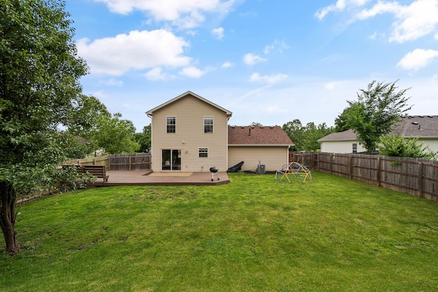 5010 Aspen Ridge Dr, Columbia, MO 65202 - rear view of house featuring a wooden deck and a fenced backyard