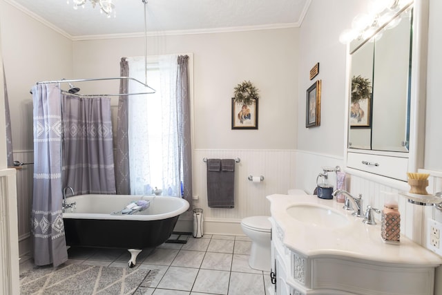 1001 Randolph St, Glasgow, MO 65254 - bathroom with crown molding, wainscoting, and vanity