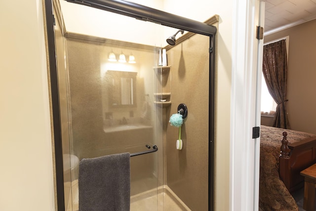 1001 Randolph St, Glasgow, MO 65254 - full bathroom with a stall shower and ornamental molding