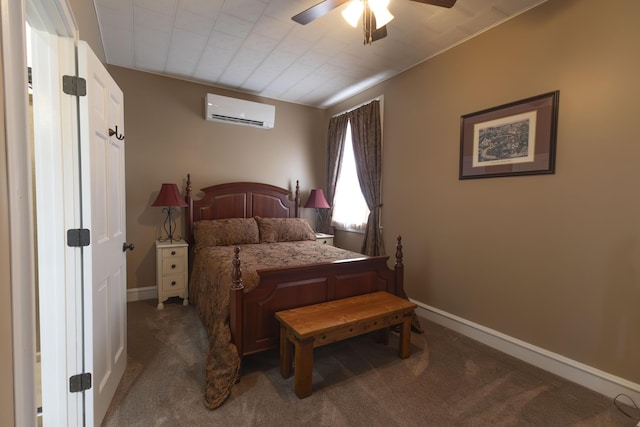1001 Randolph St, Glasgow, MO 65254 - carpeted bedroom featuring a wall mounted air conditioner and a ceiling fan