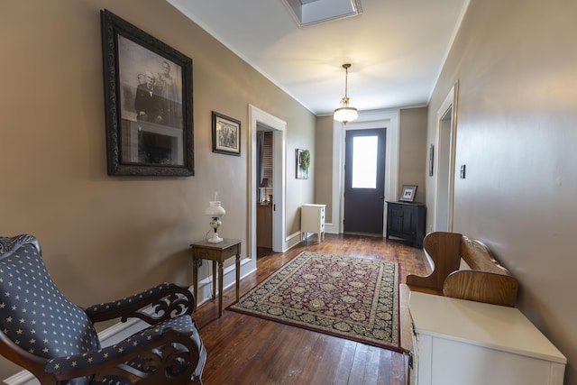 1001 Randolph St, Glasgow, MO 65254 - entrance foyer with hardwood / wood-style flooring and ornamental molding