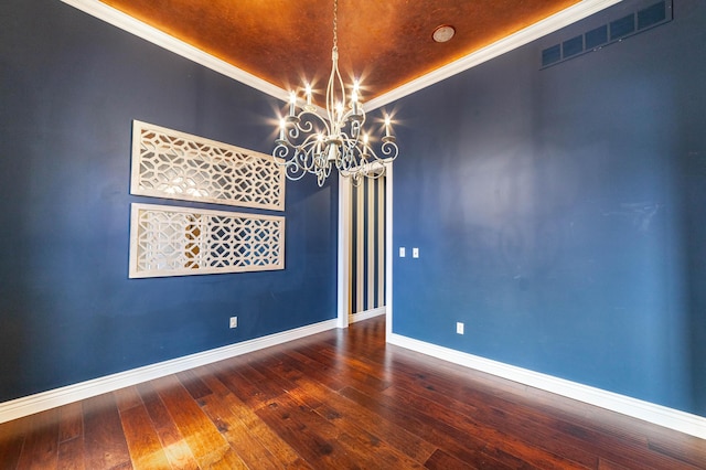 3903 Foxcreek Way, Columbia, MO 65203 - empty room featuring a chandelier, ornamental molding, and hardwood / wood-style floors