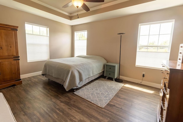 3045 State Rd, Aa, Holts Summit, MO 65043 - bedroom with wood finished floors, multiple windows, crown molding, and a raised ceiling