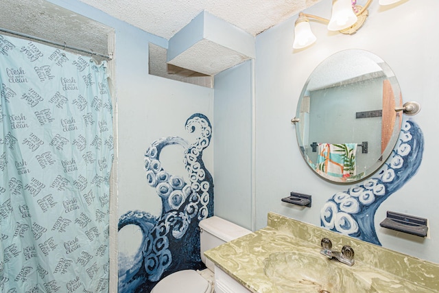 4741 E N Rte E, Columbia, MO 65202 - bathroom featuring vanity, a textured ceiling, and a shower with shower curtain