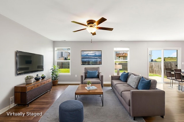 3306 Tuscany, Columbia, MO 65202 - living area featuring a ceiling fan and wood finished floors