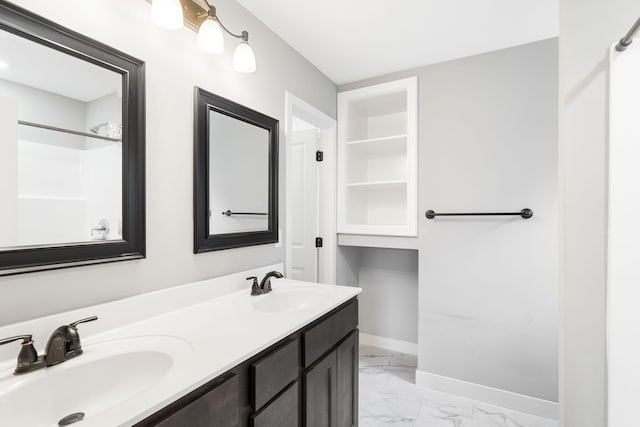 3306 Tuscany, Columbia, MO 65202 - bathroom with marble finish floors, double vanity, and a shower