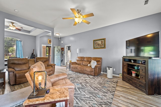 6610 Chrissula Ln, Columbia, MO 65203 - living room featuring ceiling fan and light wood-type flooring