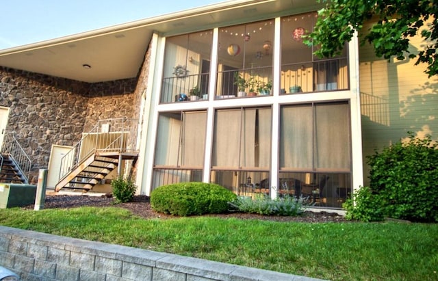 1902 Park Deville Pl, Columbia, MO 65203 - back of property featuring stairs and stone siding