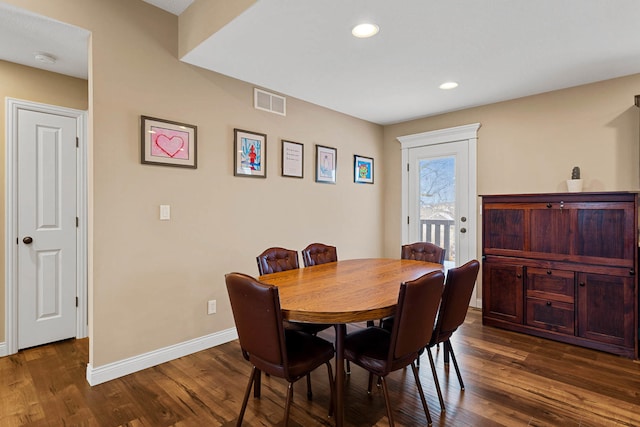 4969 W Red Tail Dr, Ashland, MO 65010 - dining area with dark wood-style flooring and recessed lighting