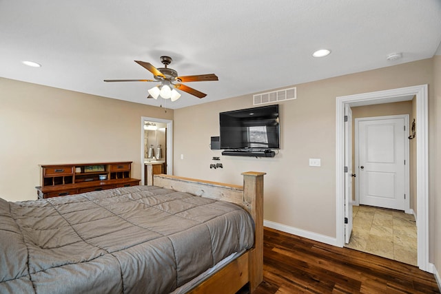 4969 W Red Tail Dr, Ashland, MO 65010 - bedroom featuring wood finished floors, recessed lighting, and a ceiling fan