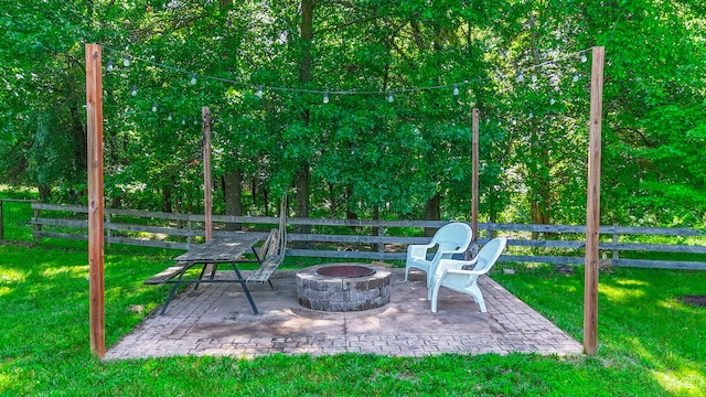 5200 N Locust Grove Church Rd, Columbia, MO 65202 - view of patio / terrace with a fire pit