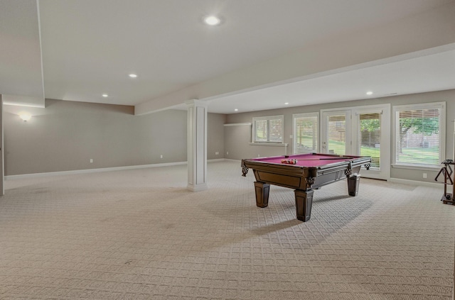 3904 Ivanhoe Blvd, Columbia, MO 65203 - game room with light carpet, recessed lighting, and billiards table