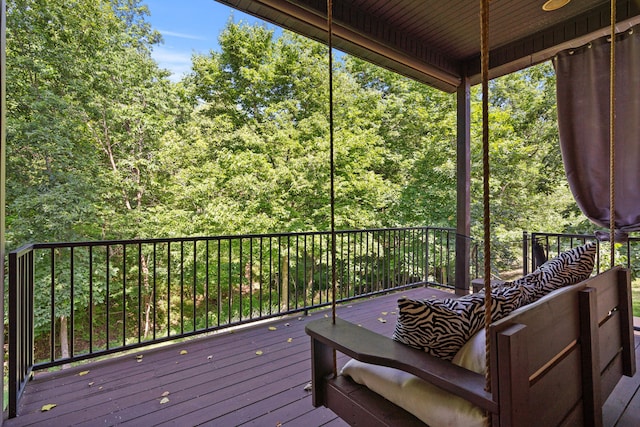 5809 Morning Star Ct, Columbia, MO 65203 - wooden deck featuring a forest view