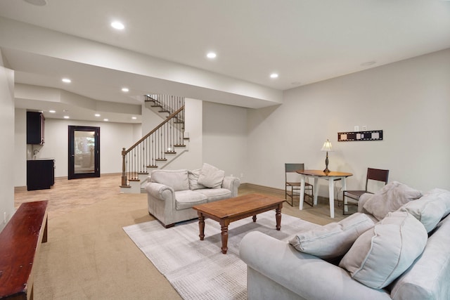 5809 Morning Star Ct, Columbia, MO 65203 - living room with stairway and recessed lighting
