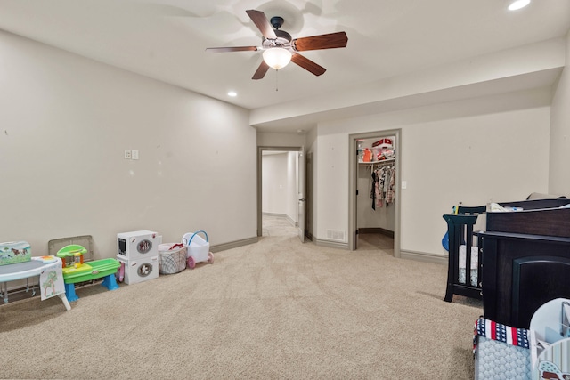 5809 Morning Star Ct, Columbia, MO 65203 - bedroom with carpet, recessed lighting, ceiling fan, and a spacious closet
