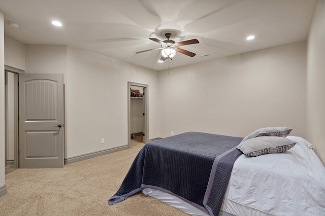 5809 Morning Star Ct, Columbia, MO 65203 - bedroom with carpet flooring, recessed lighting, a ceiling fan, and a walk in closet