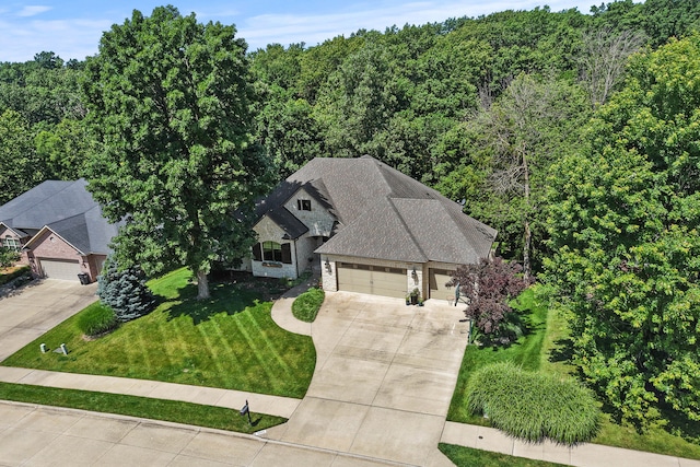 5809 Morning Star Ct, Columbia, MO 65203 - aerial view of property and surrounding area with a heavily wooded area