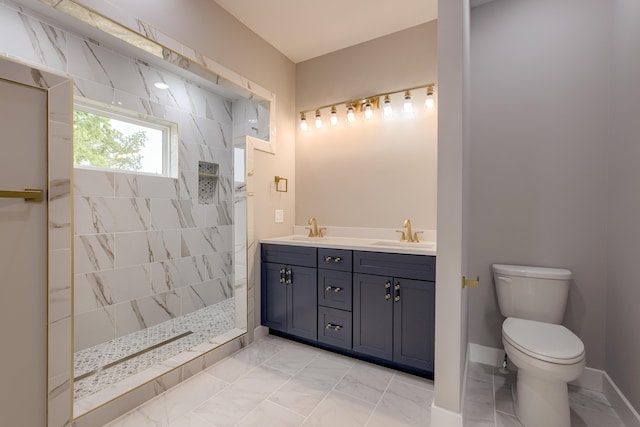 4305 Peregrine Pl, Columbia, MO 65202 - bathroom featuring marble finish floors, walk in shower, and double vanity