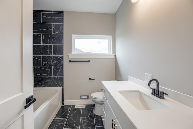 4305 Peregrine Pl, Columbia, MO 65202 - bathroom featuring marble finish flooring, vanity, and  shower combination