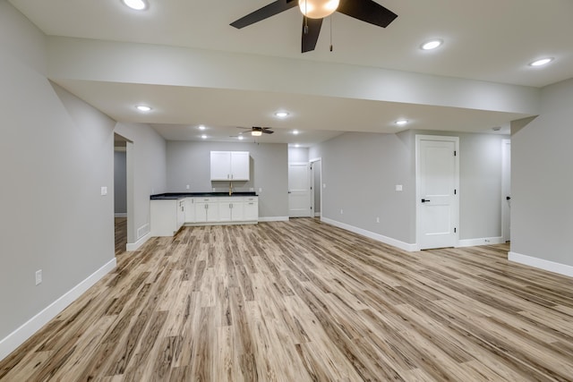 4305 Peregrine Pl, Columbia, MO 65202 - below grade area featuring ceiling fan, light wood finished floors, and recessed lighting