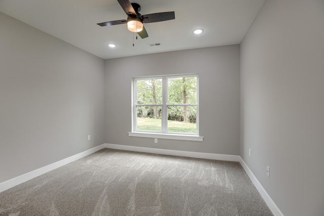 4305 Peregrine Pl, Columbia, MO 65202 - unfurnished room with a ceiling fan, light colored carpet, and recessed lighting