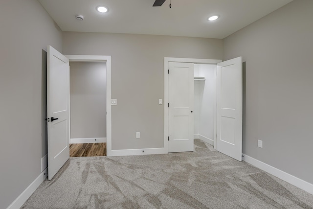 4305 Peregrine Pl, Columbia, MO 65202 - unfurnished bedroom with carpet, recessed lighting, and a ceiling fan
