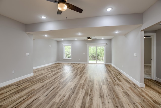 4305 Peregrine Pl, Columbia, MO 65202 - empty room with ceiling fan, light wood finished floors, and recessed lighting