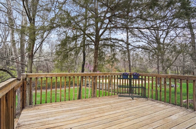 3109 Appalachian Dr, Columbia, MO 65203 - deck with view of wooded area and a fenced backyard