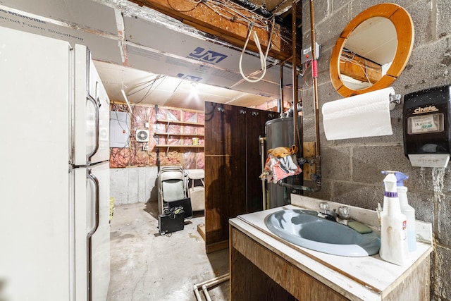 6002 E Molly Ln, Columbia, MO 65202 - bathroom with unfinished concrete flooring and vanity