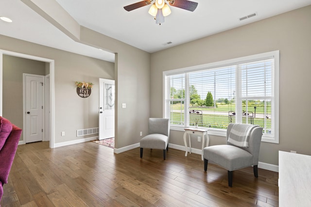 15409 Allegiance Ave, Ashland, MO 65010 - living area with ceiling fan and hardwood / wood-style floors