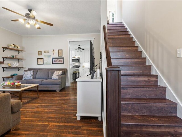 205 Johnson Ct, Ashland, MO 65010 - staircase with ceiling fan and wood finished floors