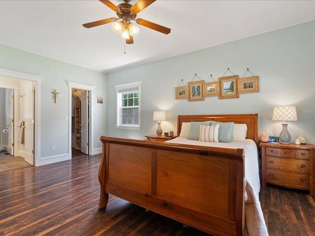 205 Johnson Ct, Ashland, MO 65010 - bedroom with wood finished floors, a walk in closet, and a ceiling fan