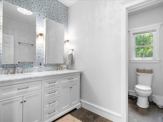 205 Johnson Ct, Ashland, MO 65010 - bathroom with double vanity, crown molding, and tile patterned floors