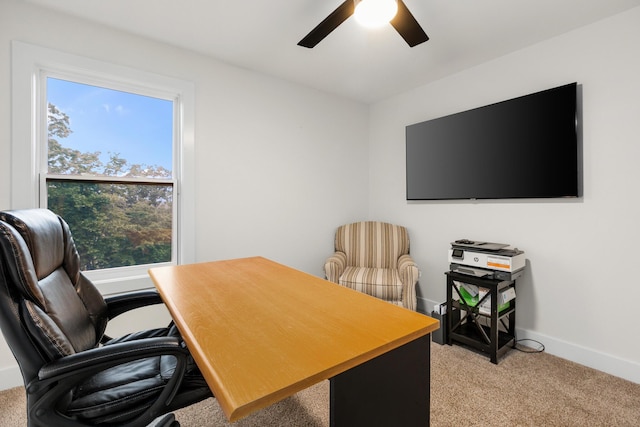 5413 Briar Rose Ct, Columbia, MO 65203 - office area featuring light carpet and a ceiling fan