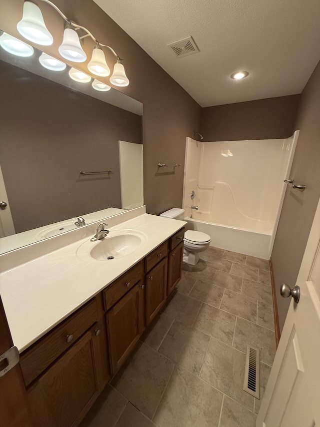 4413 Shoram Ct, Columbia, MO 65203 - full bath featuring vanity,  shower combination, and a textured ceiling
