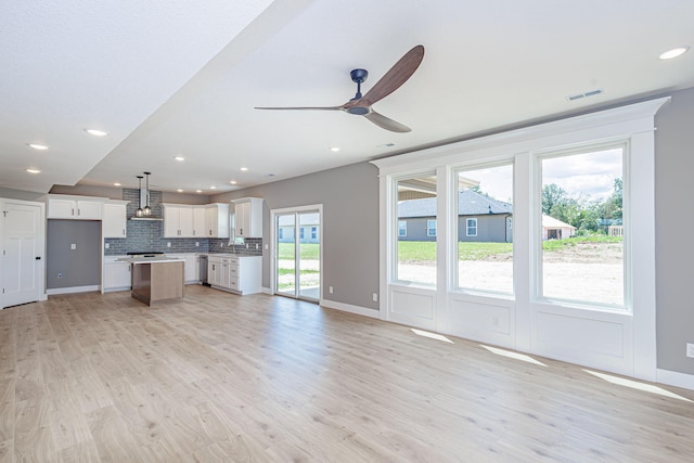 3321 Gray Birch Dr, Columbia, MO 65202 - unfurnished living room with ceiling fan, light wood-type flooring, and recessed lighting
