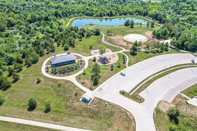 3321 Gray Birch Dr, Columbia, MO 65202 - aerial view of a nearby body of water and a heavily wooded area