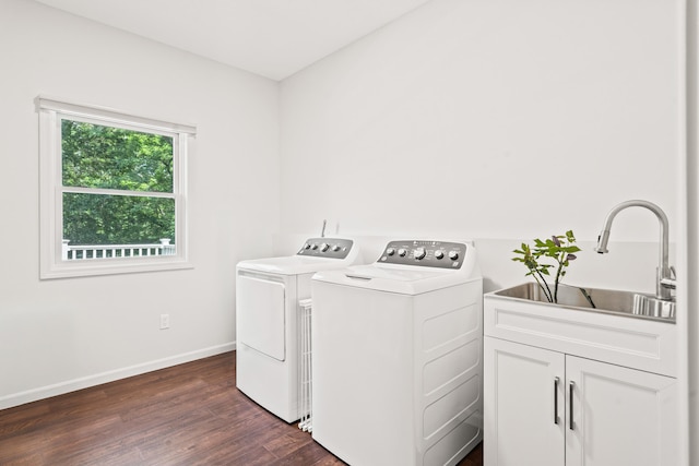 3348 S Old Ridge Rd, Columbia, MO 65203 - laundry room featuring cabinet space, washer and dryer, and dark wood-style flooring