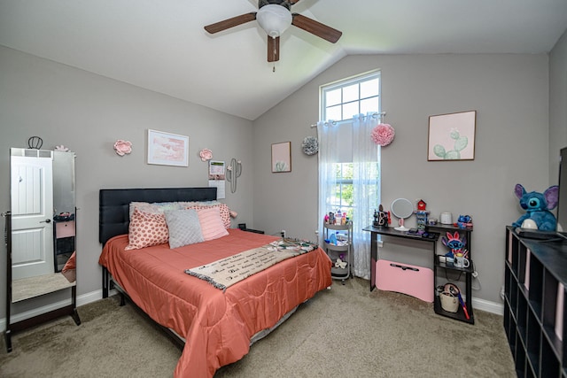 5808 Islip Dr, Columbia, MO 65201 - carpeted bedroom with lofted ceiling and a ceiling fan