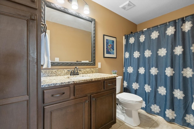 6406 Crooked Switch Ct, Columbia, MO 65201 - bathroom featuring vanity, tile patterned floors, and curtained shower