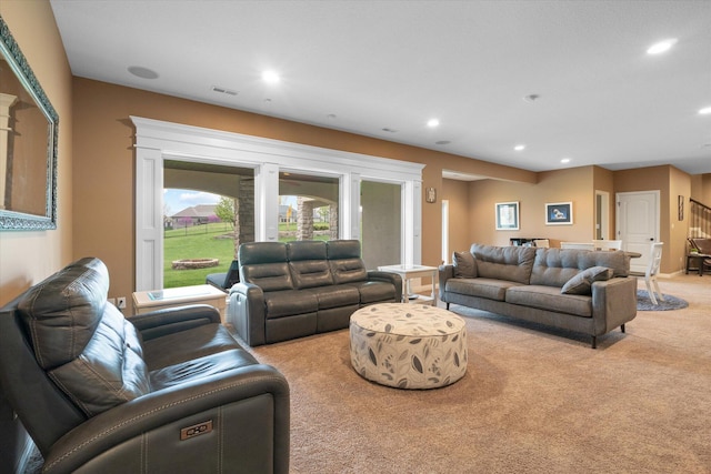 6406 Crooked Switch Ct, Columbia, MO 65201 - living room featuring carpet flooring and recessed lighting