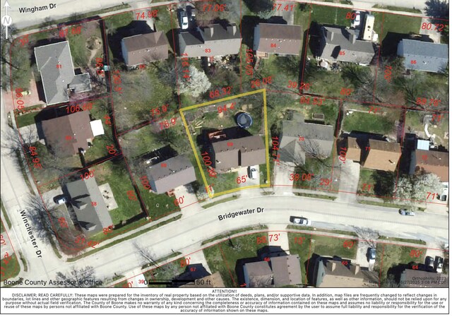 2109 Bridgewater Dr, Columbia, MO 65202 - aerial view of property's location with property parcel outlined