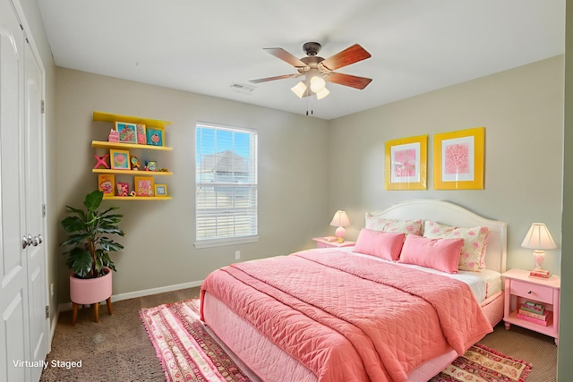 3904 Clydesdale Dr, Columbia, MO 65202 - bedroom with carpet floors and a ceiling fan