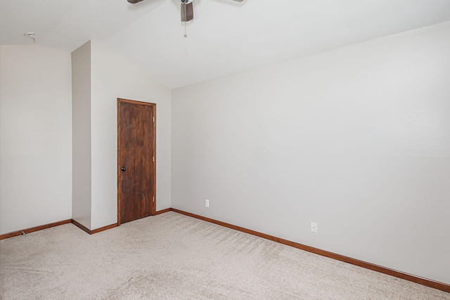 9855 N Route E, Harrisburg, MO 65256 - unfurnished room with light colored carpet, ceiling fan, and lofted ceiling